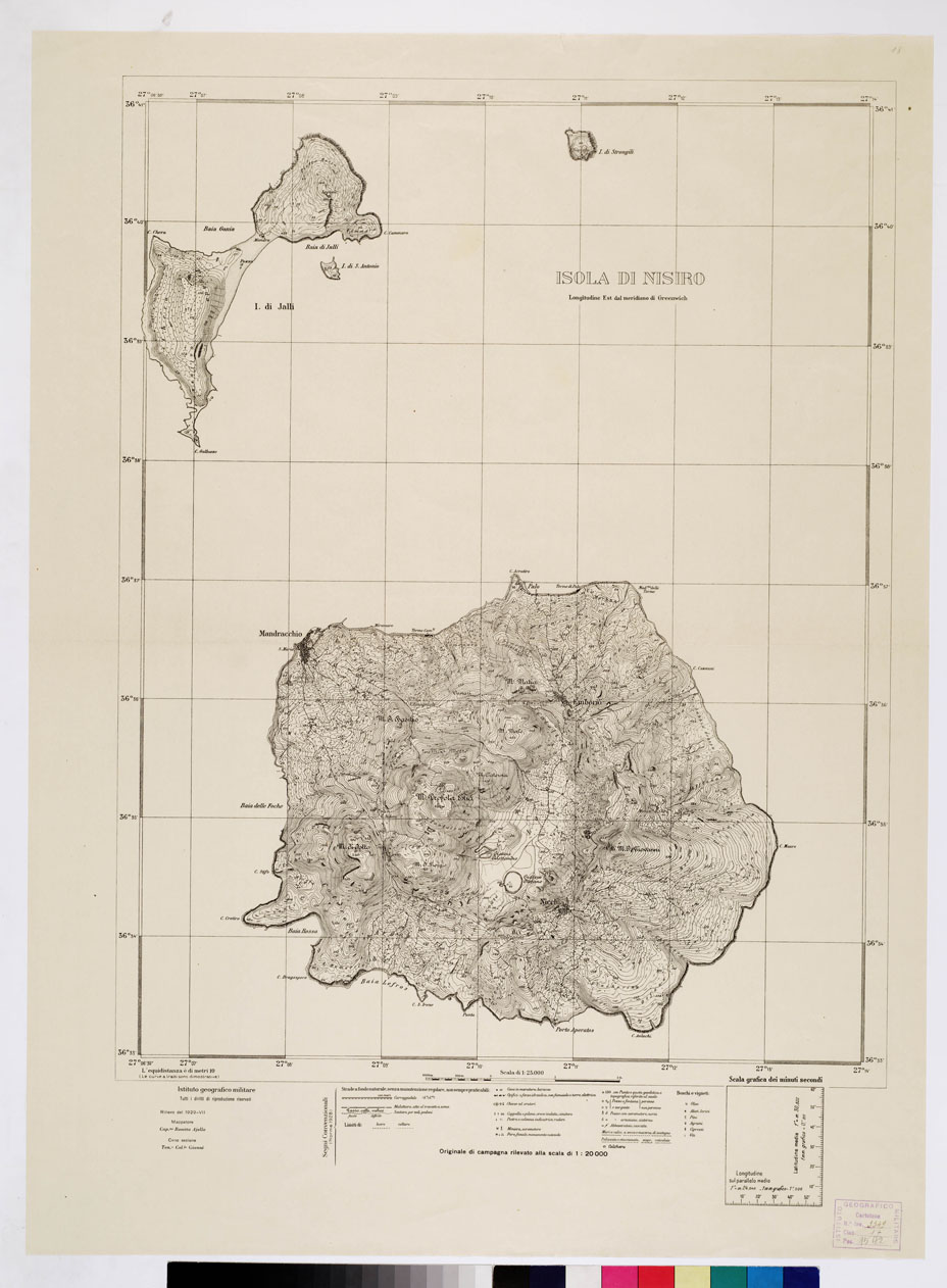 (N:10703) ISOLE ITALIANE DELL'EGEO - Isola di Nisiro (B0009934) Carte e stampe antiche: riproduzione a colori su carta (formato A1)