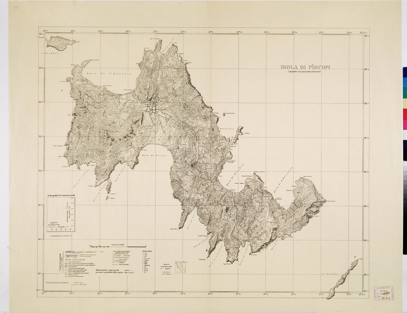 (N:10705) ISOLE ITALIANE DELL'EGEO - Isola di Piscopi (B0009937) Carte e stampe antiche: riproduzione a colori su carta (formato A1)