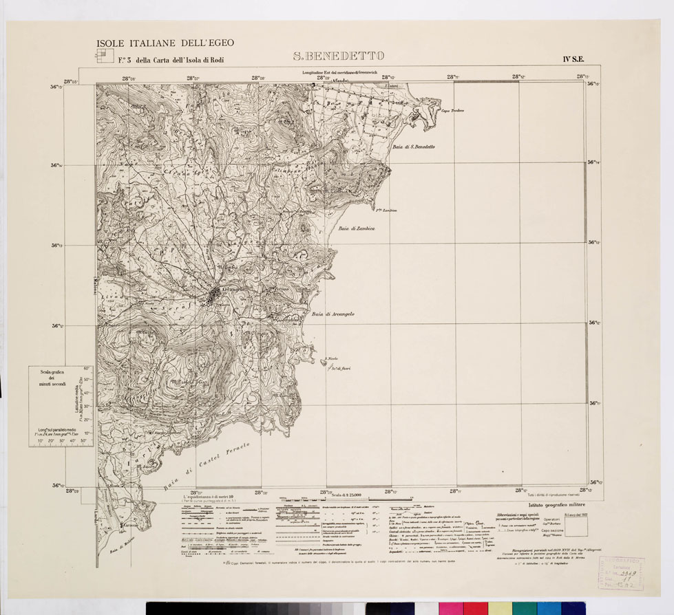 (N:10773) ISOLE ITALIANE DELL'EGEO - ISOLA DI RODI - S. Benedetto (B0009941) Carte e stampe antiche: riproduzione a colori su carta (formato A1)