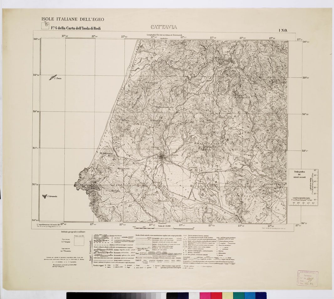 (N:10733) ISOLE ITALIANE DELL'EGEO - ISOLA DI RODI - Cattavia (B0009944) Carte e stampe antiche: riproduzione a colori su carta (formato A1)