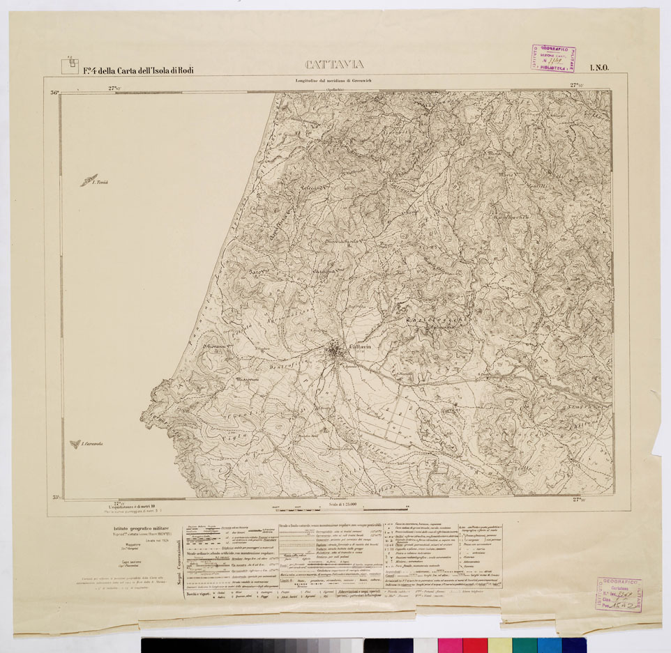 (N:10732) ISOLE ITALIANE DELL'EGEO - ISOLA DI RODI - Cattavia (B0009945) Carte e stampe antiche: riproduzione a colori su carta (formato A1)