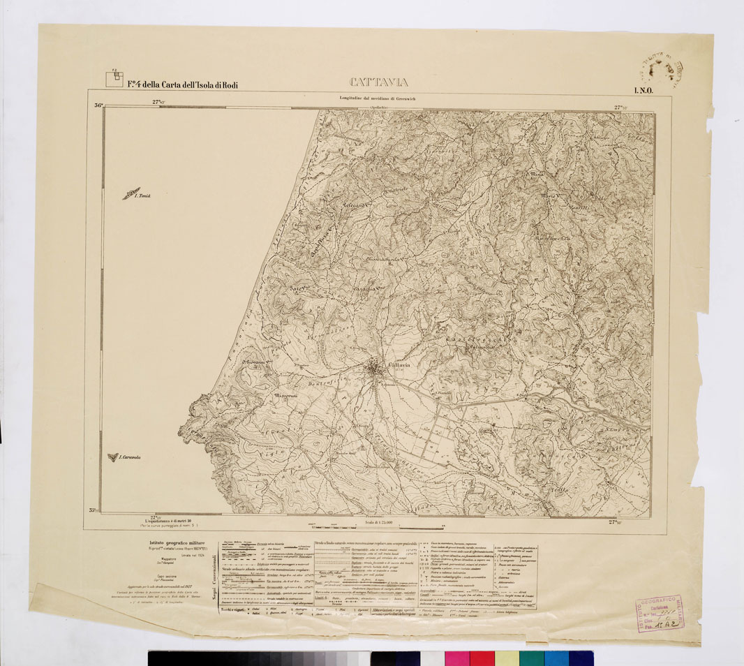 (N:10730) ISOLE ITALIANE DELL'EGEO - ISOLA DI RODI - Cattavia (B0009946) Carte e stampe antiche: riproduzione a colori su carta (formato A1)