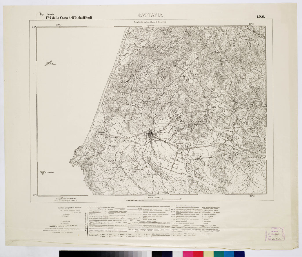 (N:10731) ISOLE ITALIANE DELL'EGEO - ISOLA DI RODI - Cattavia (B0009947) Carte e stampe antiche: riproduzione a colori su carta (formato A1)