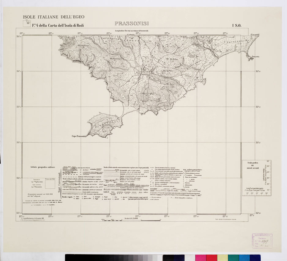 (N:10768) ISOLE ITALIANE DELL'EGEO - ISOLA DI RODI - Prassonisi (B0009948) Carte e stampe antiche: riproduzione a colori su carta (formato A1)