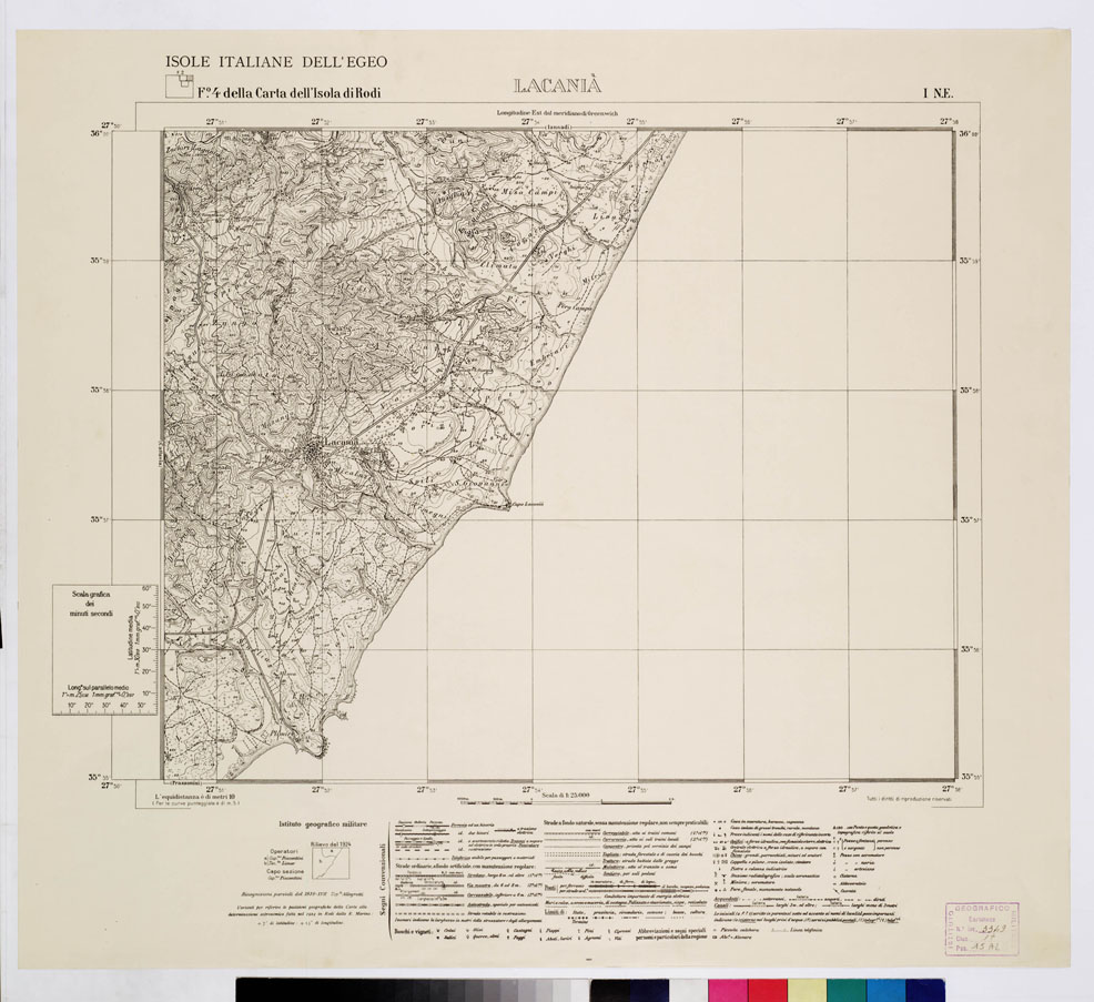 (N:10746) ISOLE ITALIANE DELL'EGEO - ISOLA DI RODI - Lacani (B0009951) Carte e stampe antiche: riproduzione a colori su carta (formato A1)