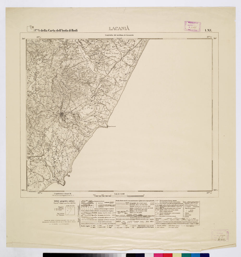 (N:10745) ISOLE ITALIANE DELL'EGEO - ISOLA DI RODI - Lacani (B0009952) Carte e stampe antiche: riproduzione a colori su carta (formato A1)
