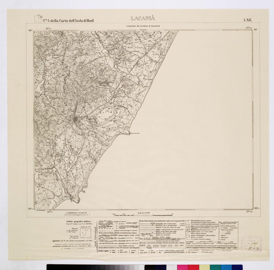 (N:10743) ISOLE ITALIANE DELL'EGEO - ISOLA DI RODI - Lacani (B0009953) Carte e stampe antiche: riproduzione a colori su carta (formato A1)