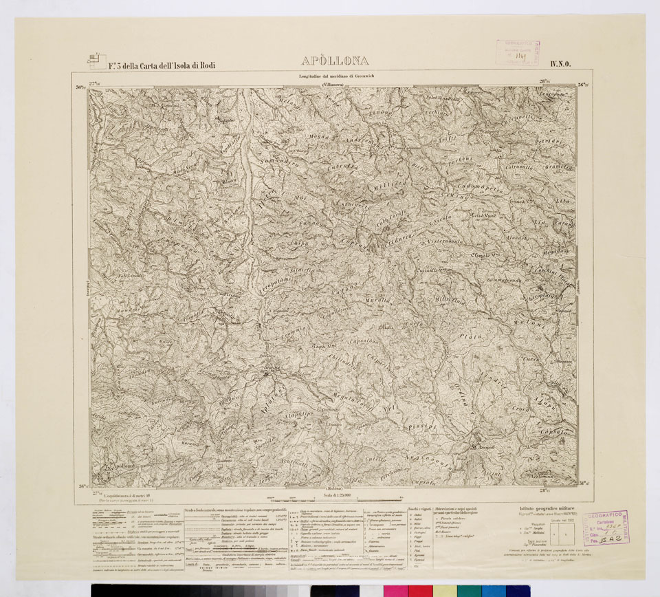 (N:10719) ISOLE ITALIANE DELL'EGEO - ISOLA DI RODI - Apollona (B0009955) Carte e stampe antiche: riproduzione a colori su carta (formato A1)