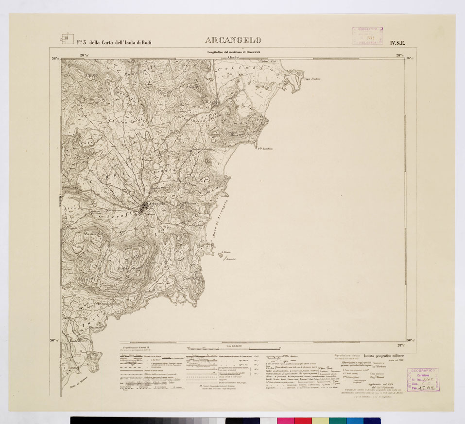 (N:10722) ISOLE ITALIANE DELL'EGEO - ISOLA DI RODI - Arcangelo (B0009962) Carte e stampe antiche: riproduzione a colori su carta (formato A1)