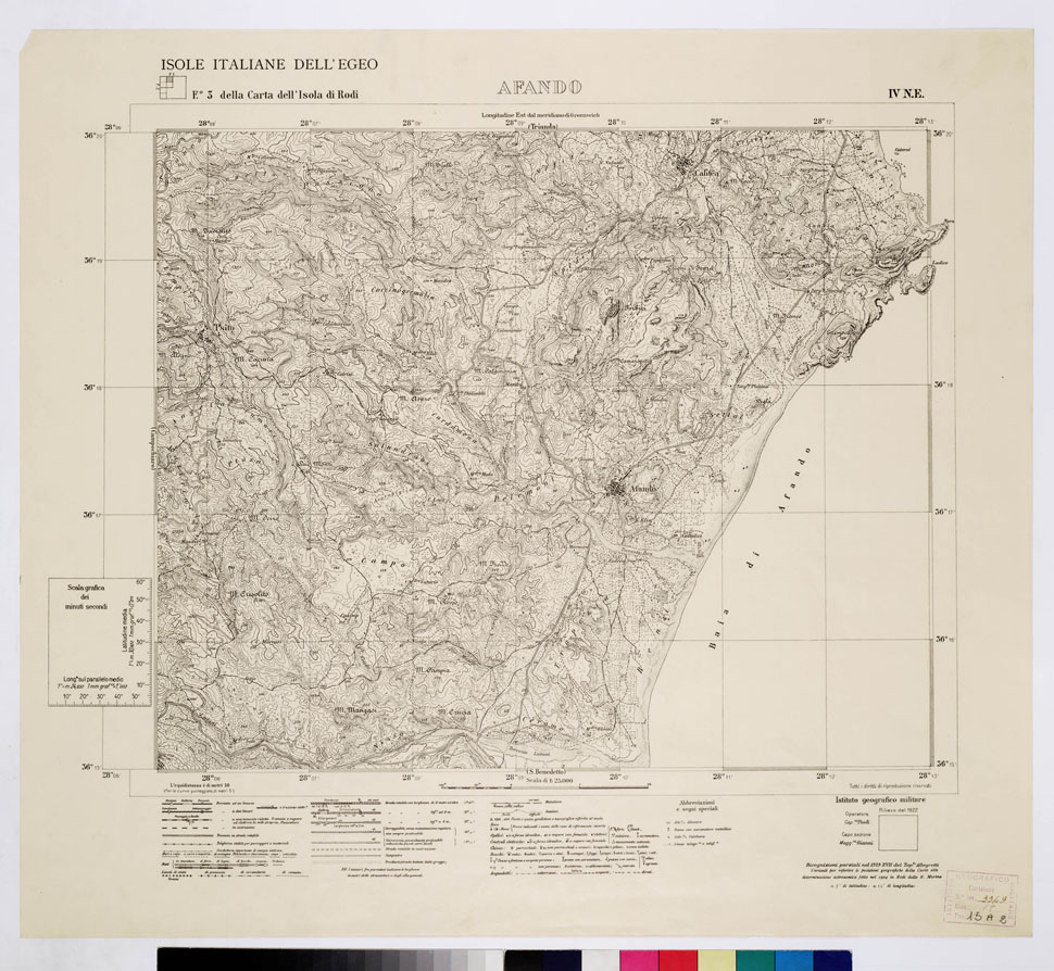 (N:10710) ISOLE ITALIANE DELL'EGEO - ISOLA DI RODI - Afando (B0009965) Carte e stampe antiche: riproduzione a colori su carta (formato A1)