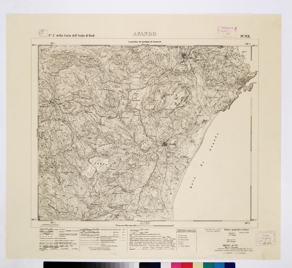(N:10709) ISOLE ITALIANE DELL'EGEO - ISOLA DI RODI - Afando (B0009966) Carte e stampe antiche: riproduzione a colori su carta (formato A1)