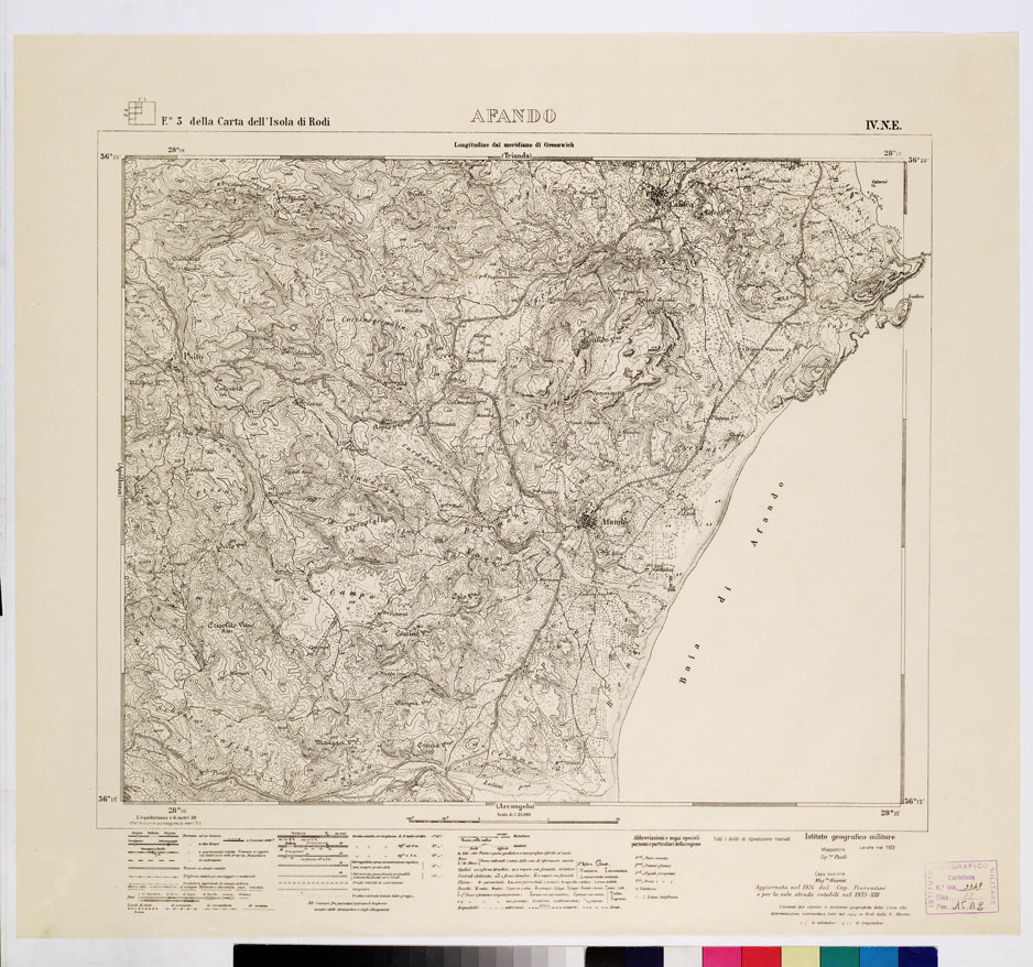 (N:10708) ISOLE ITALIANE DELL'EGEO - ISOLA DI RODI - Afando (B0009968) Carte e stampe antiche: riproduzione a colori su carta (formato A1)