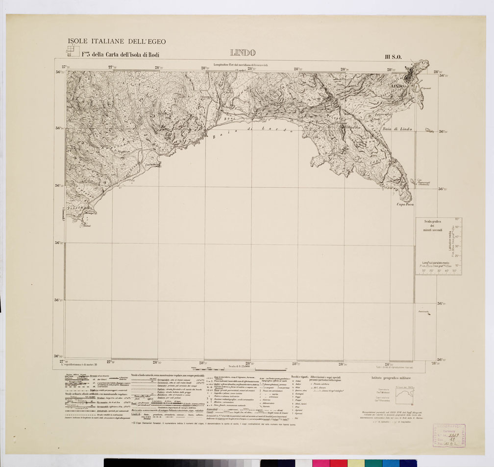 (N:10753) ISOLE ITALIANE DELL'EGEO - ISOLA DI RODI - Lindo (B0009969) Carte e stampe antiche: riproduzione a colori su carta (formato A1)