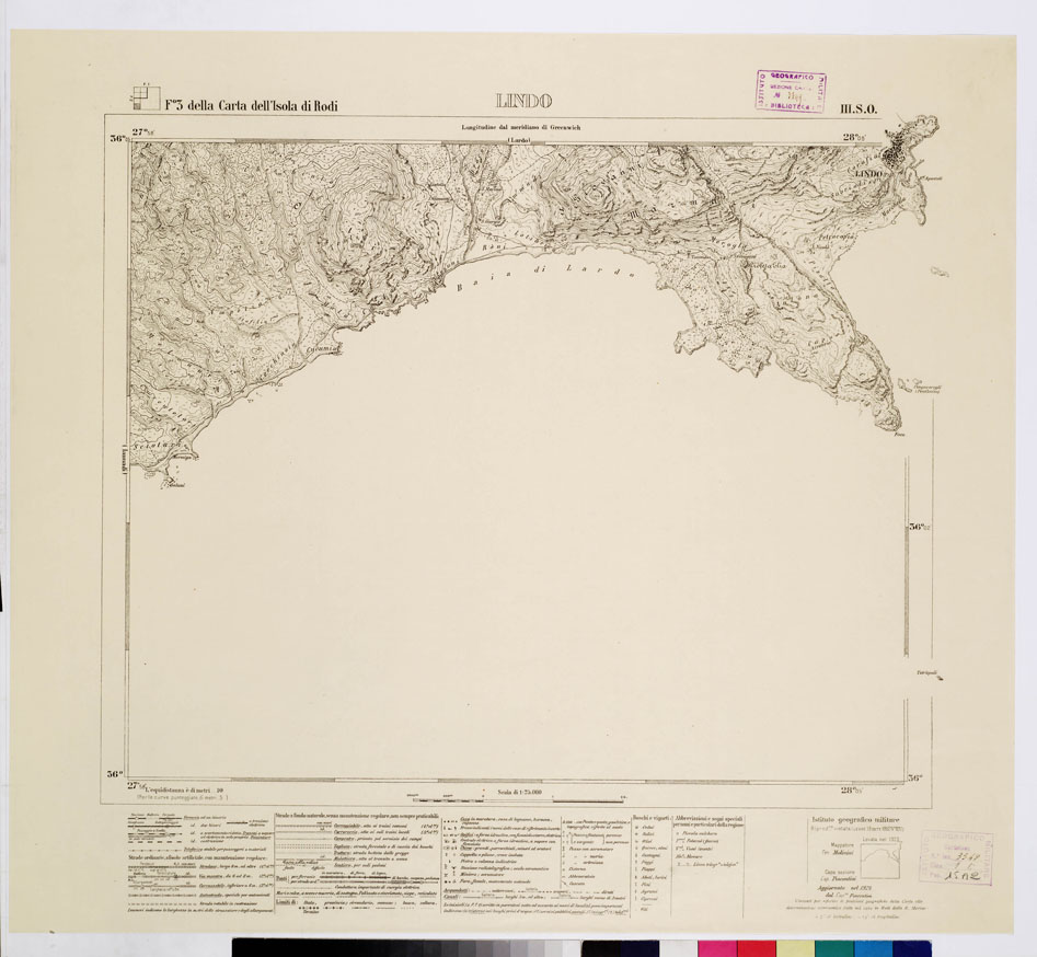 (N:10750) ISOLE ITALIANE DELL'EGEO - ISOLA DI RODI - Lindo (B0009970) Carte e stampe antiche: riproduzione a colori su carta (formato A1)