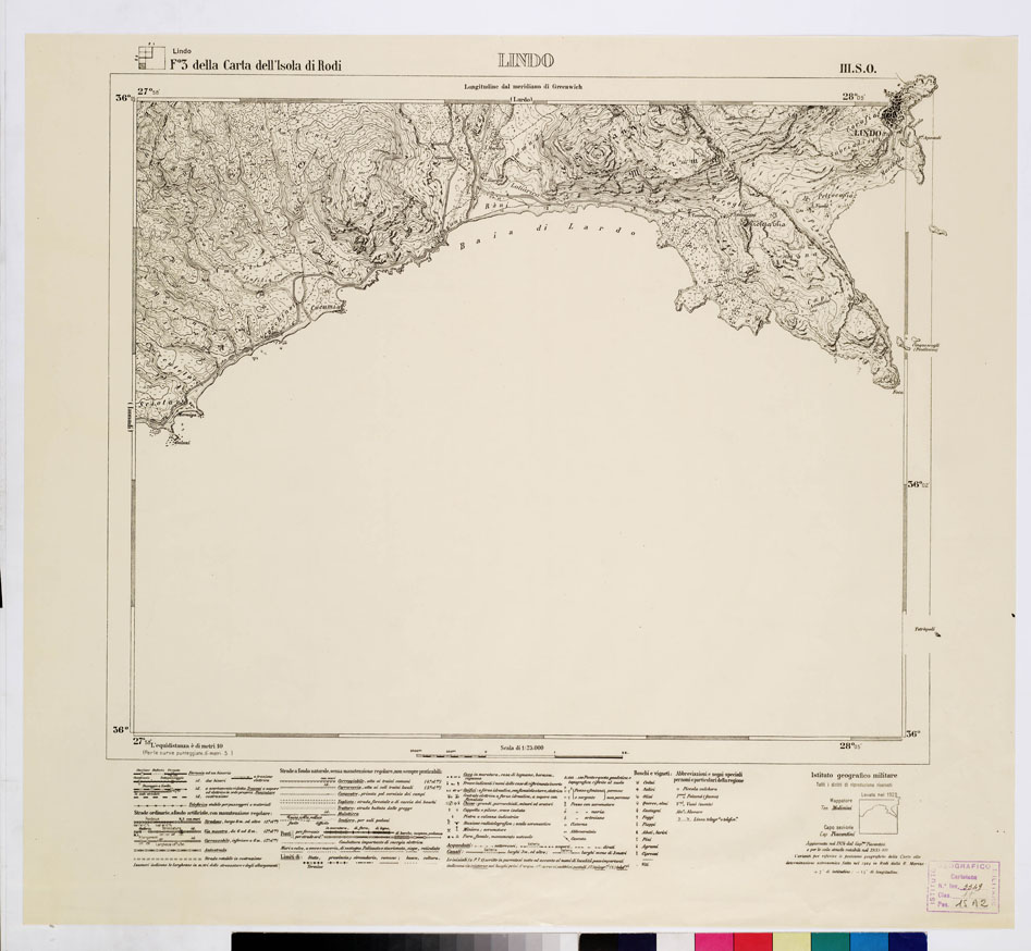 (N:10751) ISOLE ITALIANE DELL'EGEO - ISOLA DI RODI - Lindo (B0009971) Carte e stampe antiche: riproduzione a colori su carta (formato A1)