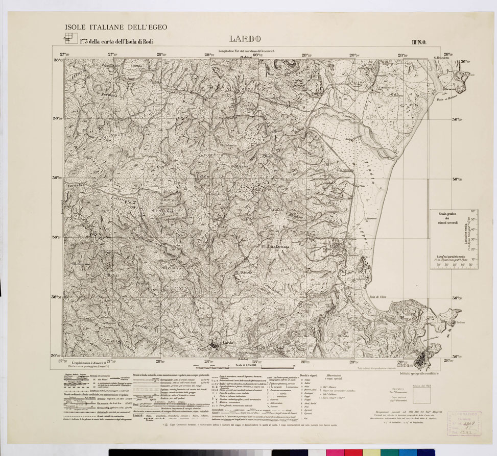 (N:10749) ISOLE ITALIANE DELL'EGEO - ISOLA DI RODI - Lardo (B0009973) Carte e stampe antiche: riproduzione a colori su carta (formato A1)
