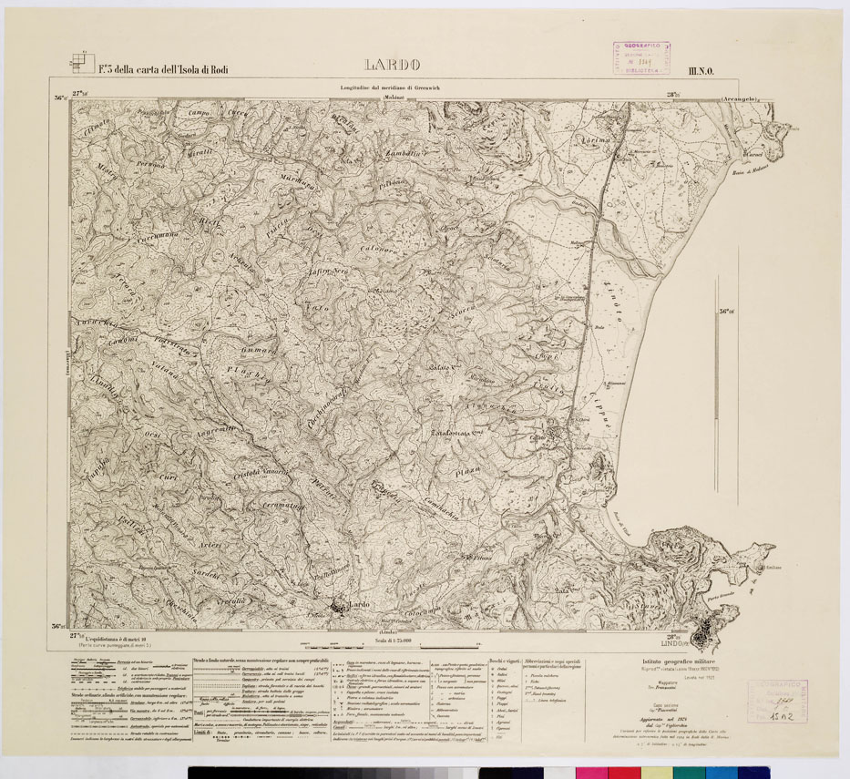 (N:10747) ISOLE ITALIANE DELL'EGEO - ISOLA DI RODI - Lardo (B0009974) Carte e stampe antiche: riproduzione a colori su carta (formato A1)
