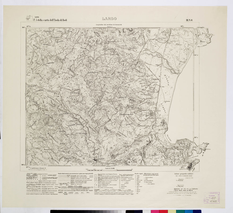 (N:10748) ISOLE ITALIANE DELL'EGEO - ISOLA DI RODI - Lardo (B0009975) Carte e stampe antiche: riproduzione a colori su carta (formato A1)
