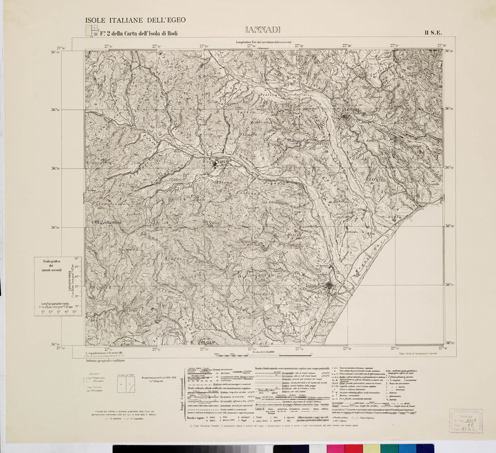 (N:10736) ISOLE ITALIANE DELL'EGEO - ISOLA DI RODI - Iannadi (B0009976) Carte e stampe antiche: riproduzione a colori su carta (formato A1)
