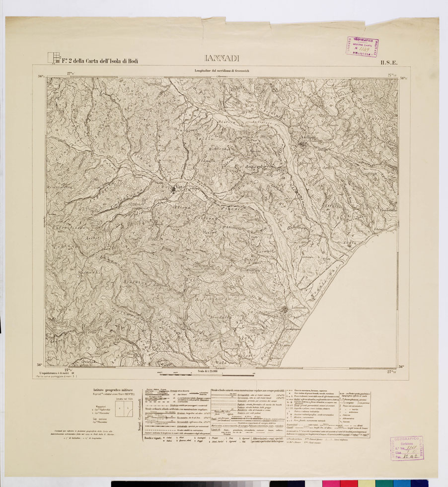 (N:10739) ISOLE ITALIANE DELL'EGEO - ISOLA DI RODI - Iannadi (B0009977) Carte e stampe antiche: riproduzione a colori su carta (formato A1)