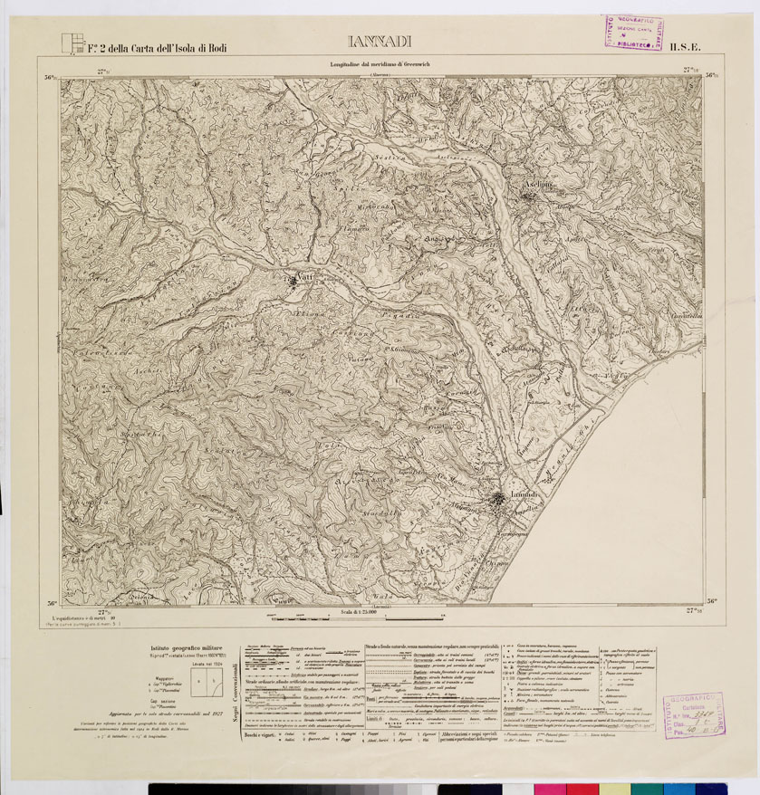 (N:10737) ISOLE ITALIANE DELL'EGEO - ISOLA DI RODI - Iannadi (B0009978) Carte e stampe antiche: riproduzione a colori su carta (formato A1)