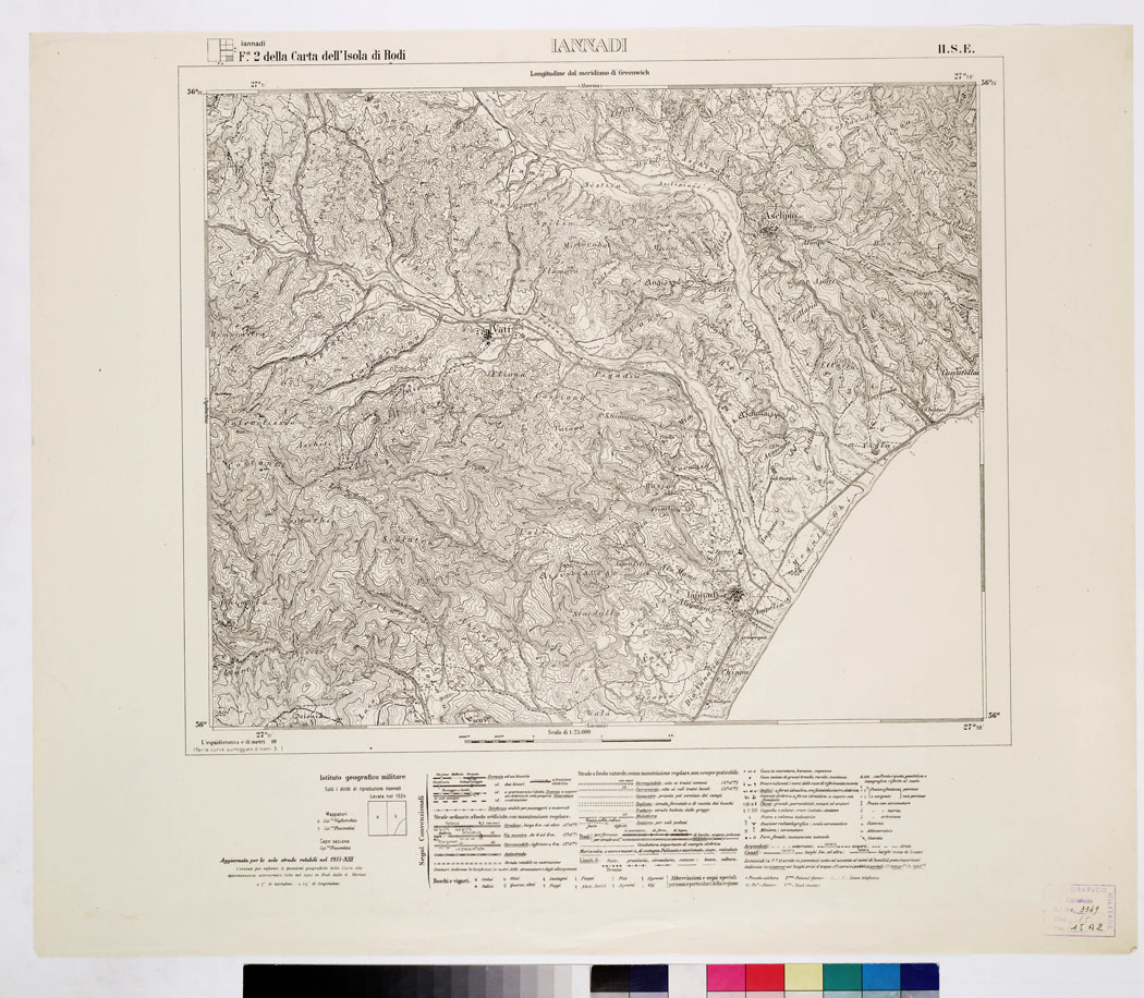 (N:10738) ISOLE ITALIANE DELL'EGEO - ISOLA DI RODI - Iannadi (B0009979) Carte e stampe antiche: riproduzione a colori su carta (formato A1)