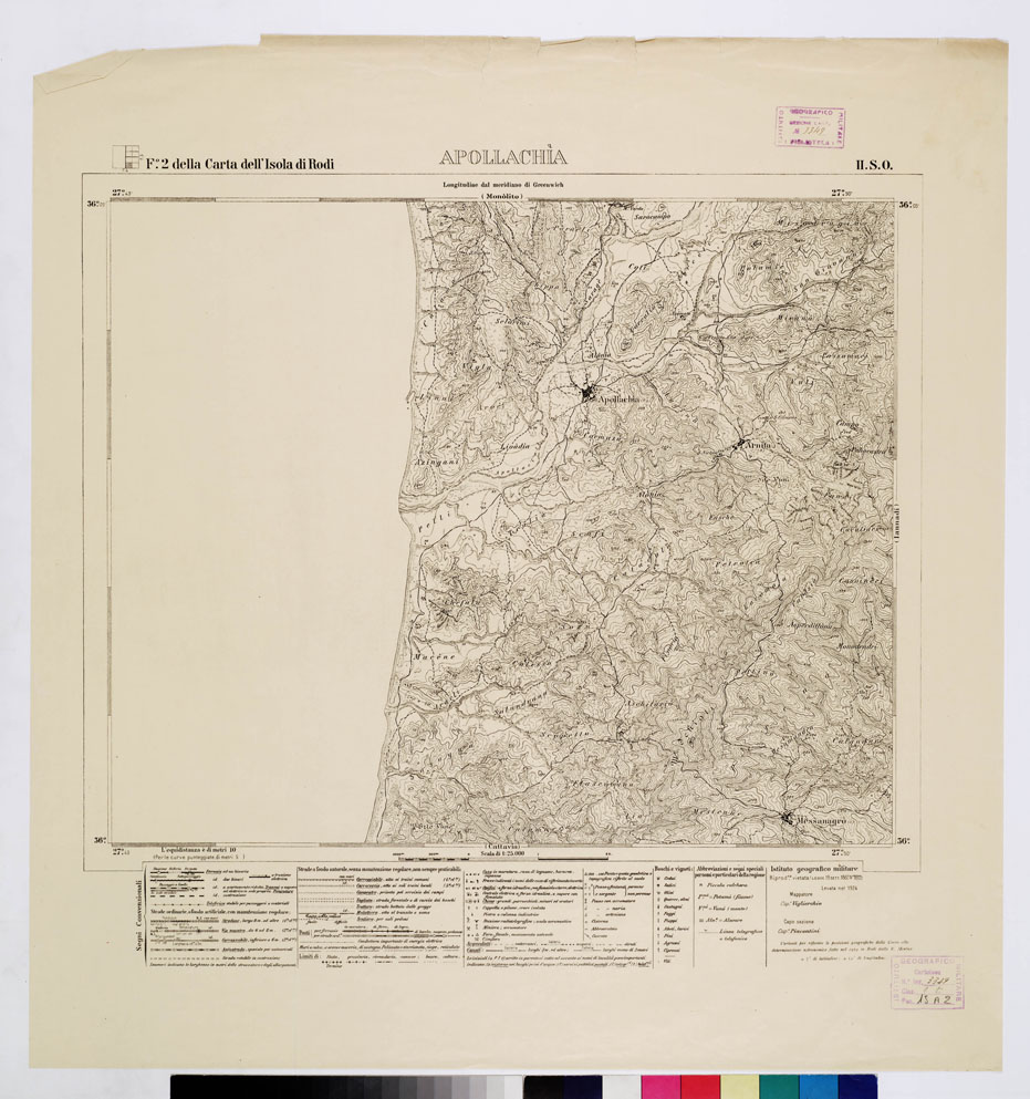 (N:10715) ISOLE ITALIANE DELL'EGEO - ISOLA DI RODI - Apollachia (B0009981) Carte e stampe antiche: riproduzione a colori su carta (formato A1)