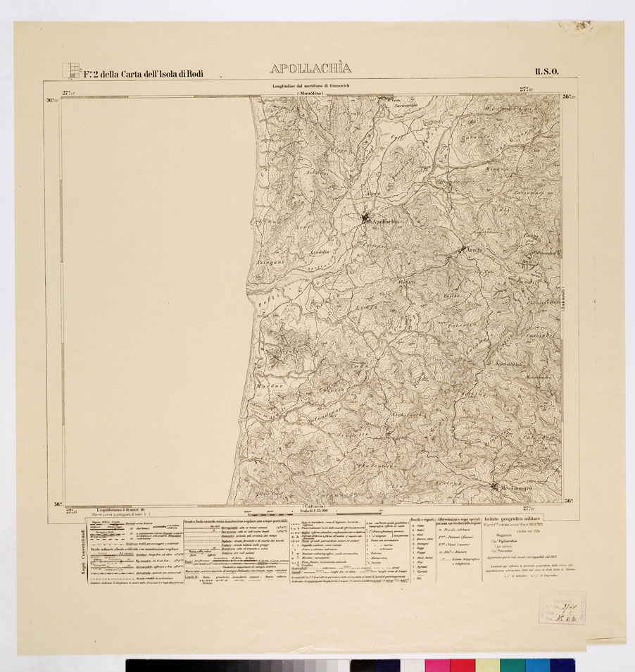 (N:10716) ISOLE ITALIANE DELL'EGEO - ISOLA DI RODI - Apollachia (B0009982) Carte e stampe antiche: riproduzione a colori su carta (formato A1)