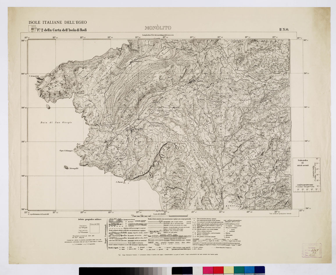 (N:10761) ISOLE ITALIANE DELL'EGEO - ISOLA DI RODI - Monolito (B0009984) Carte e stampe antiche: riproduzione a colori su carta (formato A1)