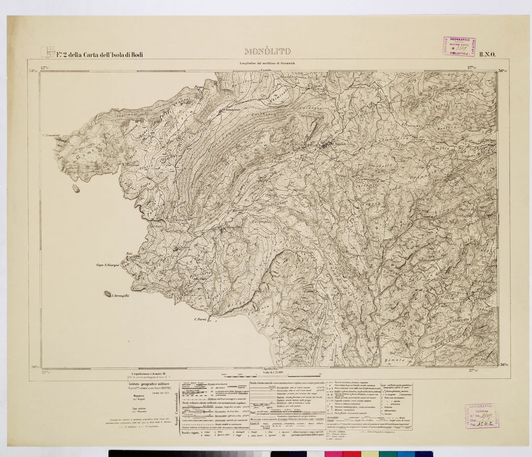 (N:10758) ISOLE ITALIANE DELL'EGEO - ISOLA DI RODI - Monolito (B0009985) Carte e stampe antiche: riproduzione a colori su carta (formato A1)