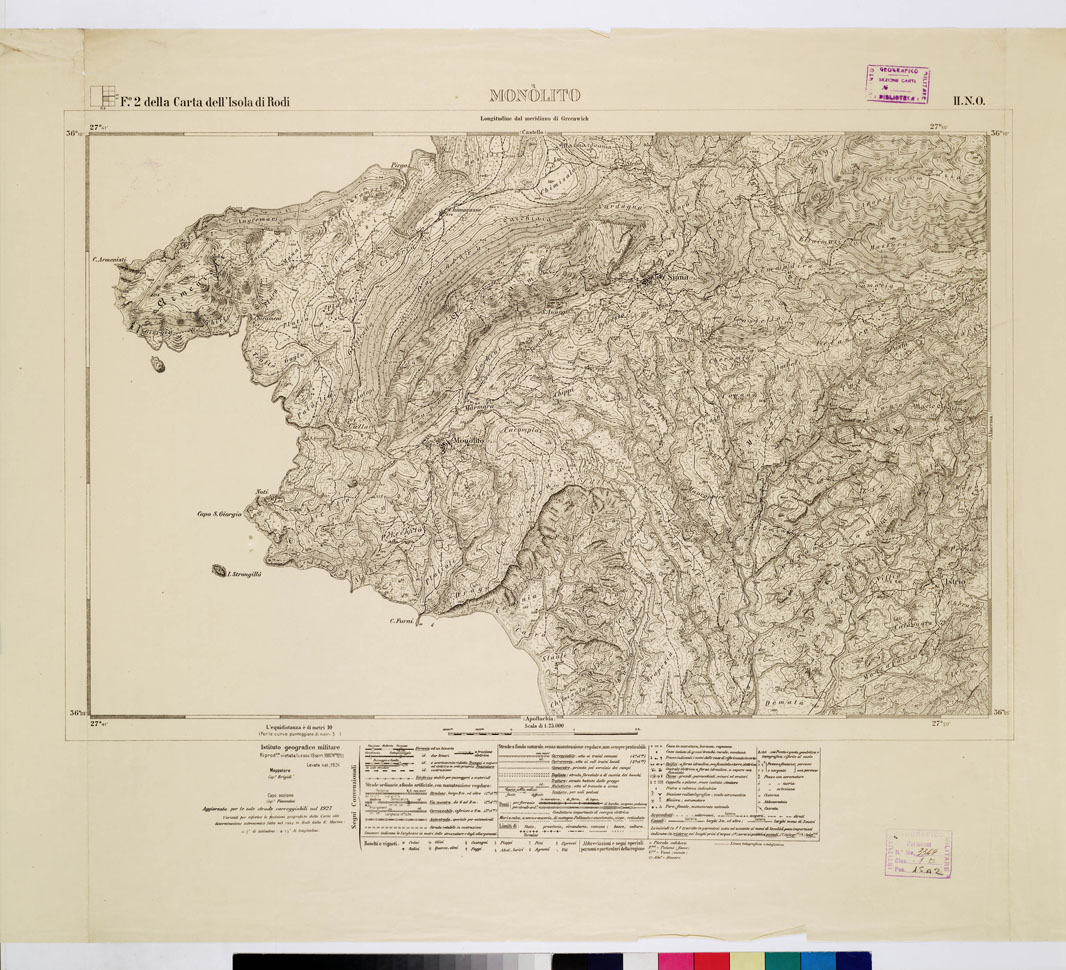 (N:10760) ISOLE ITALIANE DELL'EGEO - ISOLA DI RODI - Monolito (B0009986) Carte e stampe antiche: riproduzione a colori su carta (formato A1)
