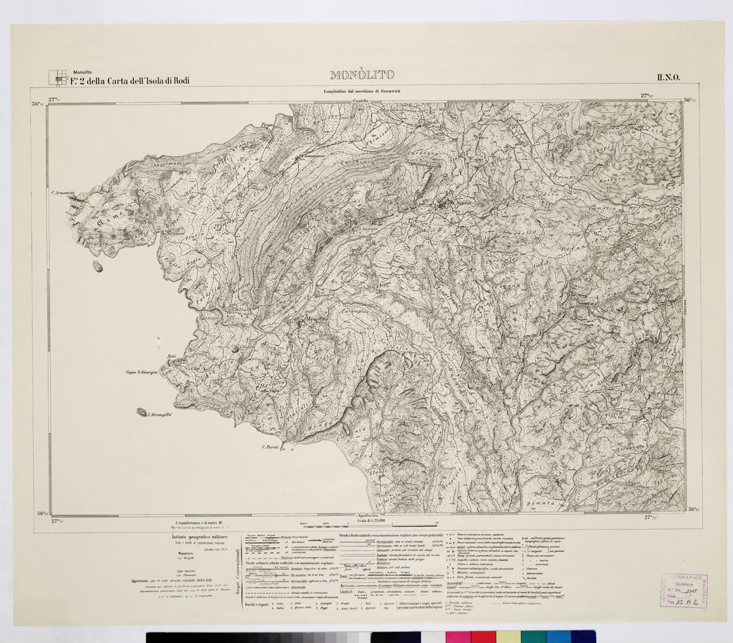 (N:10759) ISOLE ITALIANE DELL'EGEO - ISOLA DI RODI - Monolito (B0009987) Carte e stampe antiche: riproduzione a colori su carta (formato A1)