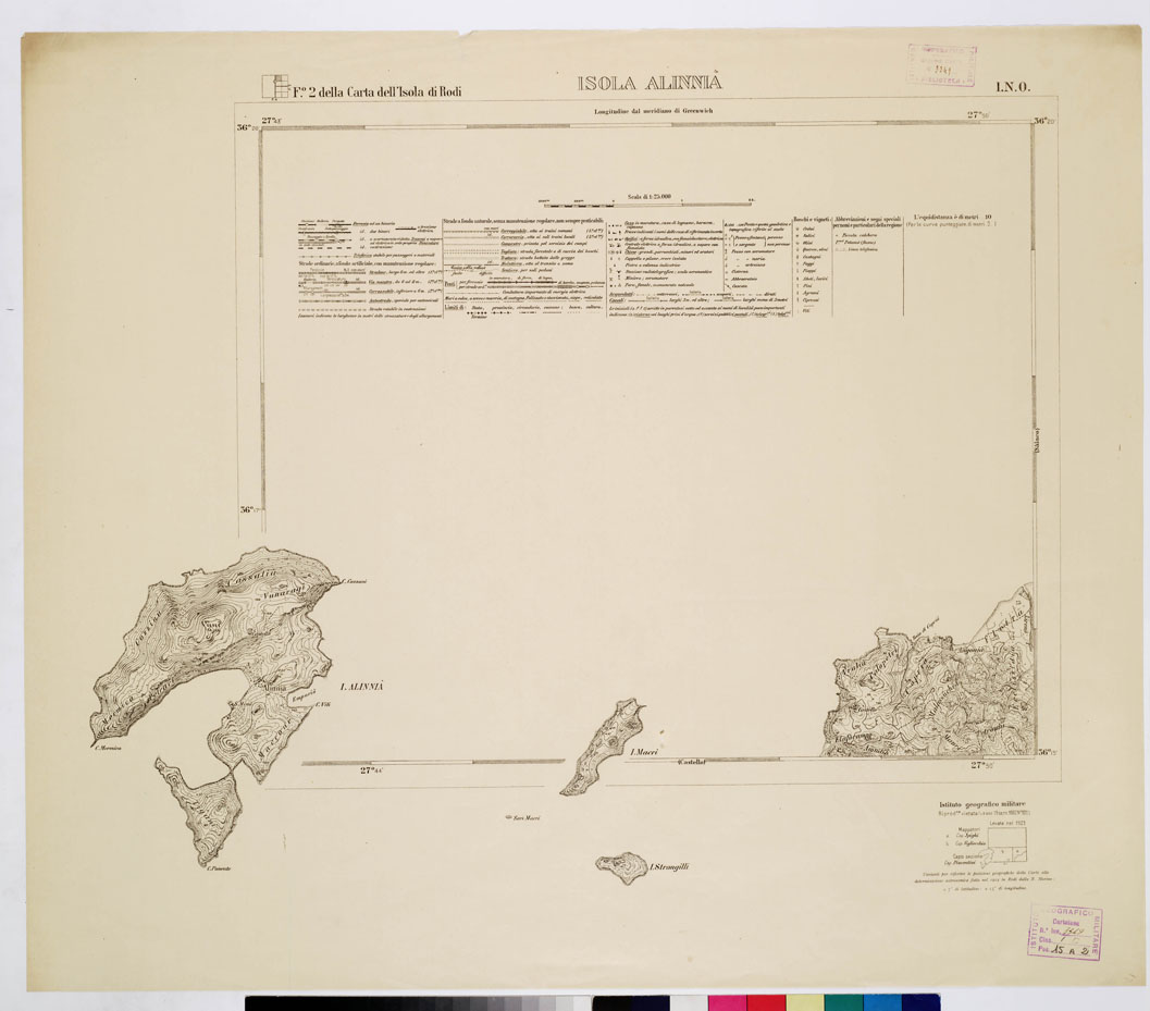 (N:10740) ISOLE ITALIANE DELL'EGEO - ISOLA DI RODI - Isola Alinnia (B0009992) Carte e stampe antiche: riproduzione a colori su carta (formato A1)