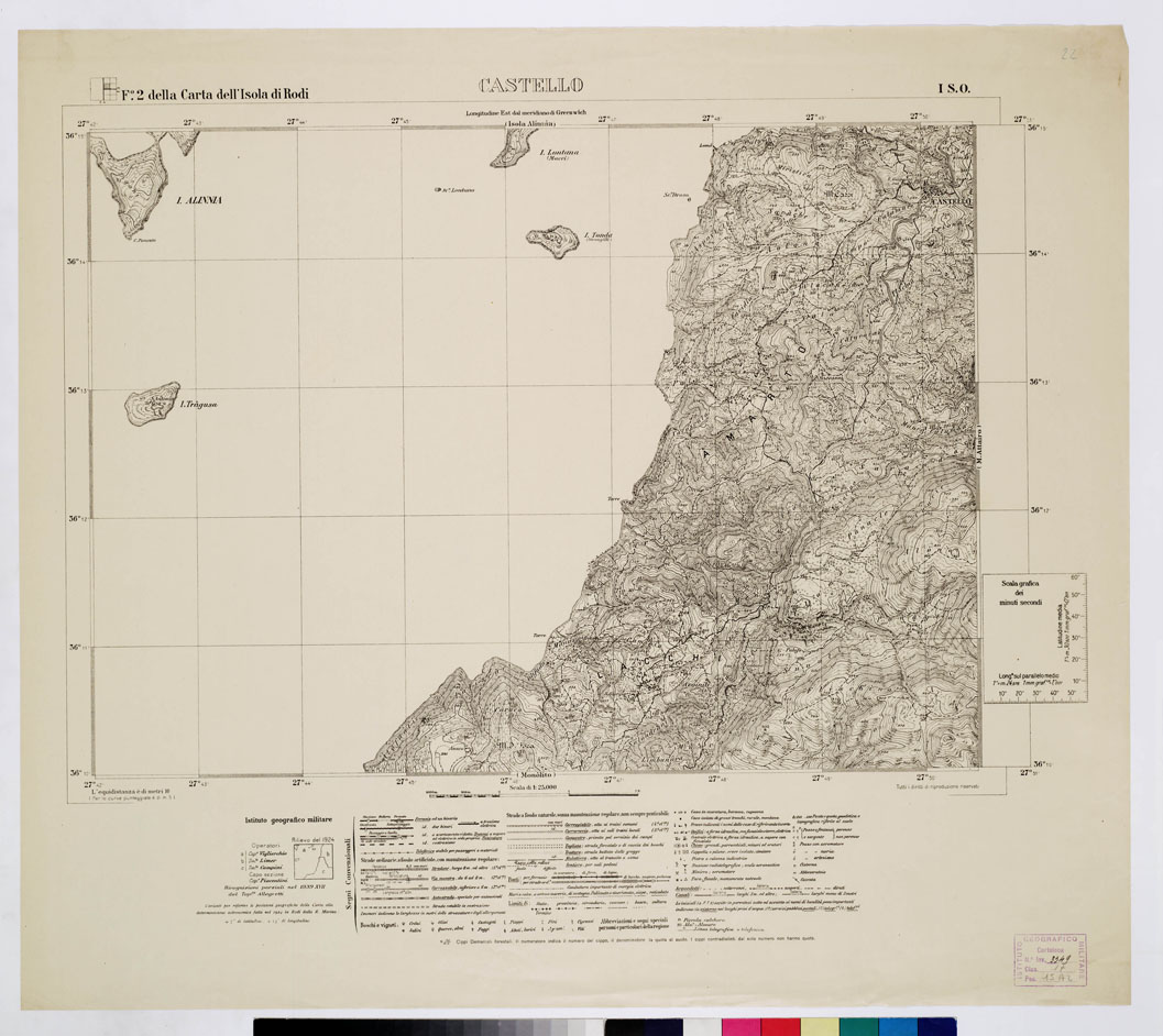 (N:10729) ISOLE ITALIANE DELL'EGEO - ISOLA DI RODI - Castello (B0009994) Carte e stampe antiche: riproduzione a colori su carta (formato A1)