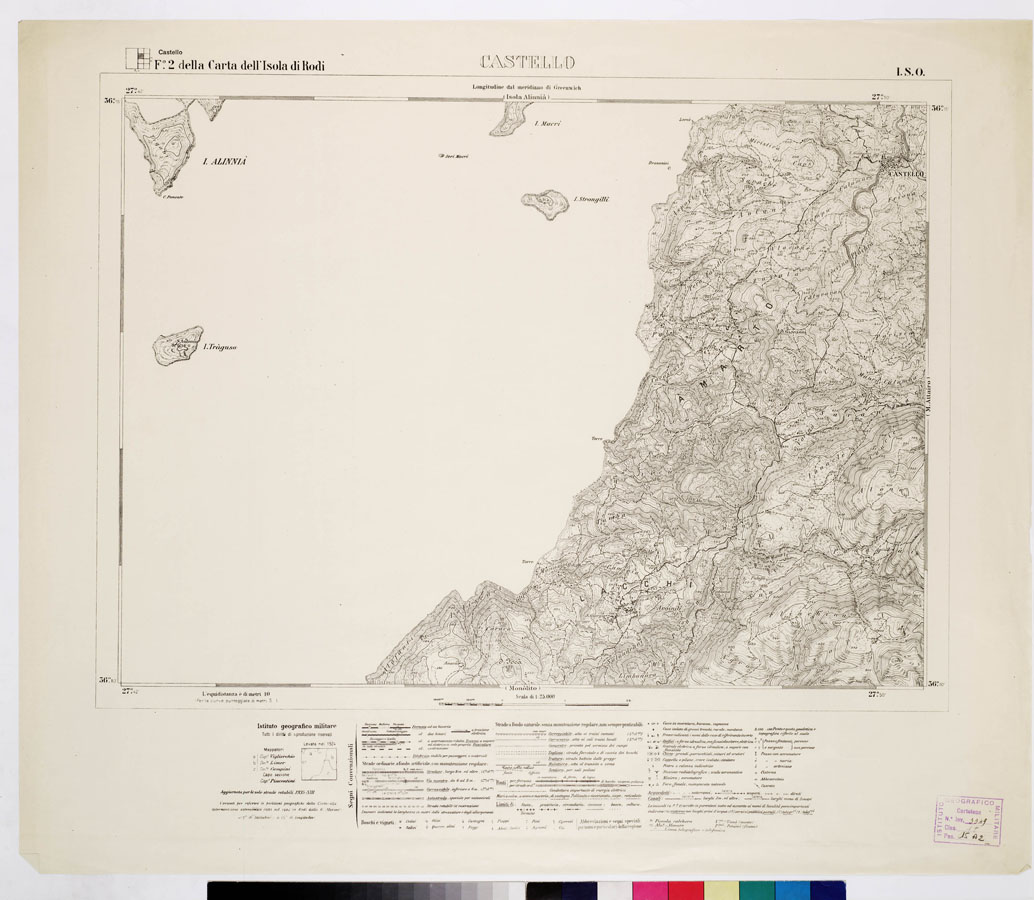 (N:10727) ISOLE ITALIANE DELL'EGEO - ISOLA DI RODI - Castello (B0009997) Carte e stampe antiche: riproduzione a colori su carta (formato A1)