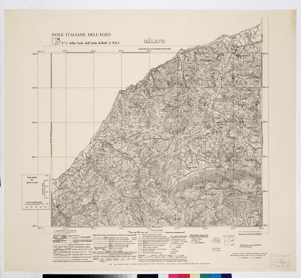 (N:10774) ISOLE ITALIANE DELL'EGEO - ISOLA DI RODI - Salaco (B0010000) Carte e stampe antiche: riproduzione a colori su carta (formato A1)