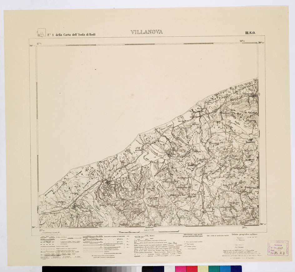 (N:10781) ISOLE ITALIANE DELL'EGEO - ISOLA DI RODI - Villanova (B0010003) Carte e stampe antiche: riproduzione a colori su carta (formato A1)