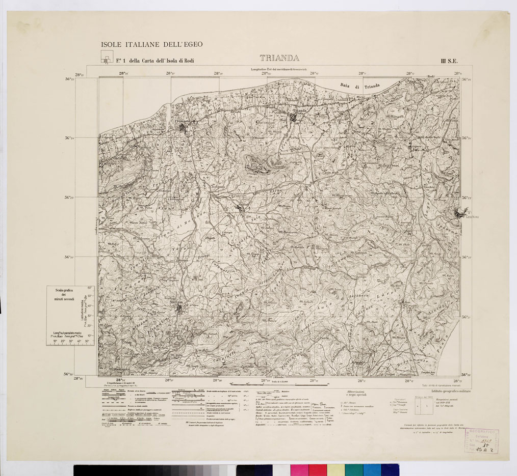 (N:10779) ISOLE ITALIANE DELL'EGEO - ISOLA DI RODI - Trianda (B0010004) Carte e stampe antiche: riproduzione a colori su carta (formato A1)
