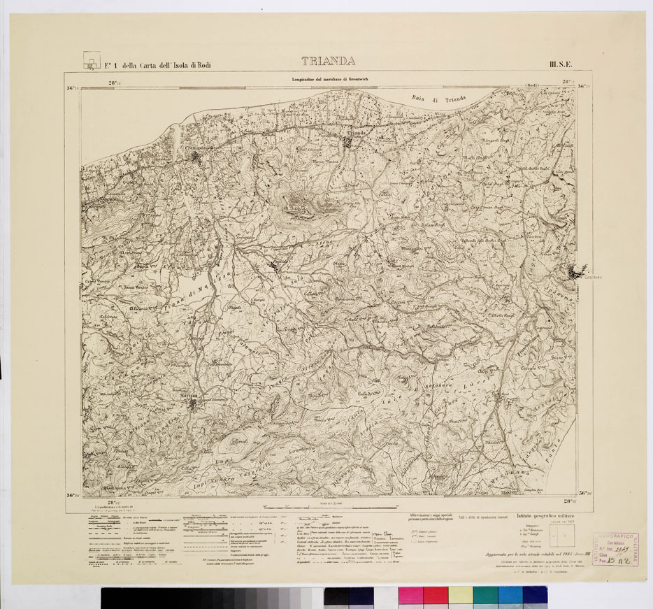 (N:10778) ISOLE ITALIANE DELL'EGEO - ISOLA DI RODI - Trianda (B0010007) Carte e stampe antiche: riproduzione a colori su carta (formato A1)