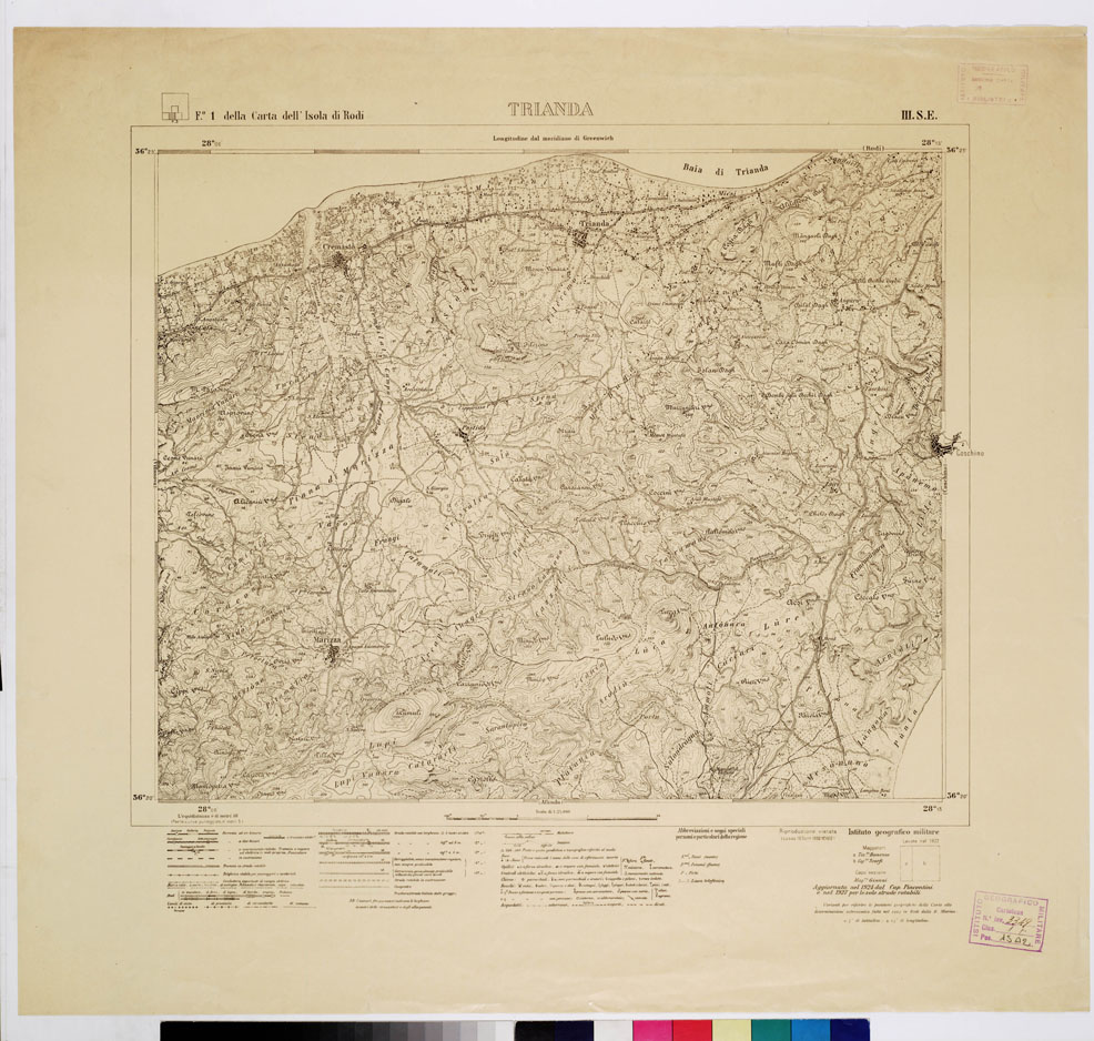 (N:10777) ISOLE ITALIANE DELL'EGEO - ISOLA DI RODI - Trianda (B0010008) Carte e stampe antiche: riproduzione a colori su carta (formato A1)