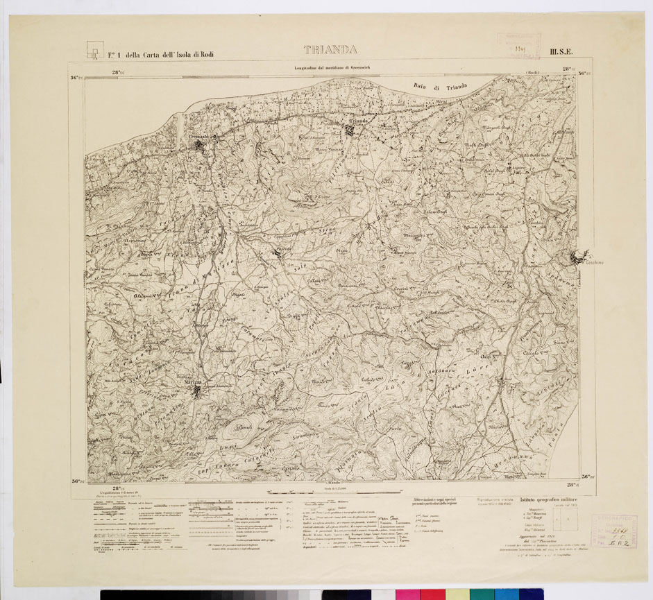 (N:10776) ISOLE ITALIANE DELL'EGEO - ISOLA DI RODI - Trianda (B0010009) Carte e stampe antiche: riproduzione a colori su carta (formato A1)