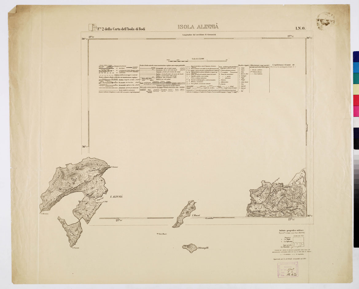 (N:10742) ISOLE ITALIANE DELL'EGEO - ISOLA DI RODI - Isola Alinnia (B0010012) Carte e stampe antiche: riproduzione a colori su carta (formato A1)