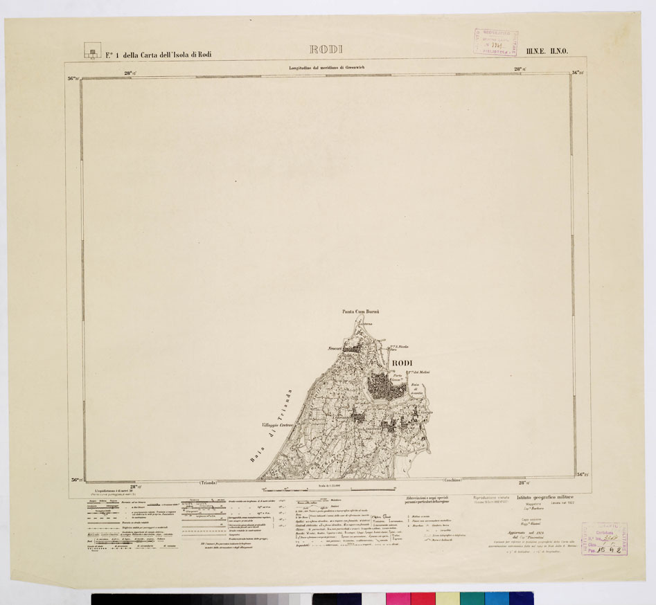 (N:10771) ISOLE ITALIANE DELL'EGEO - ISOLA DI RODI - Rodi (B0010014) Carte e stampe antiche: riproduzione a colori su carta (formato A1)