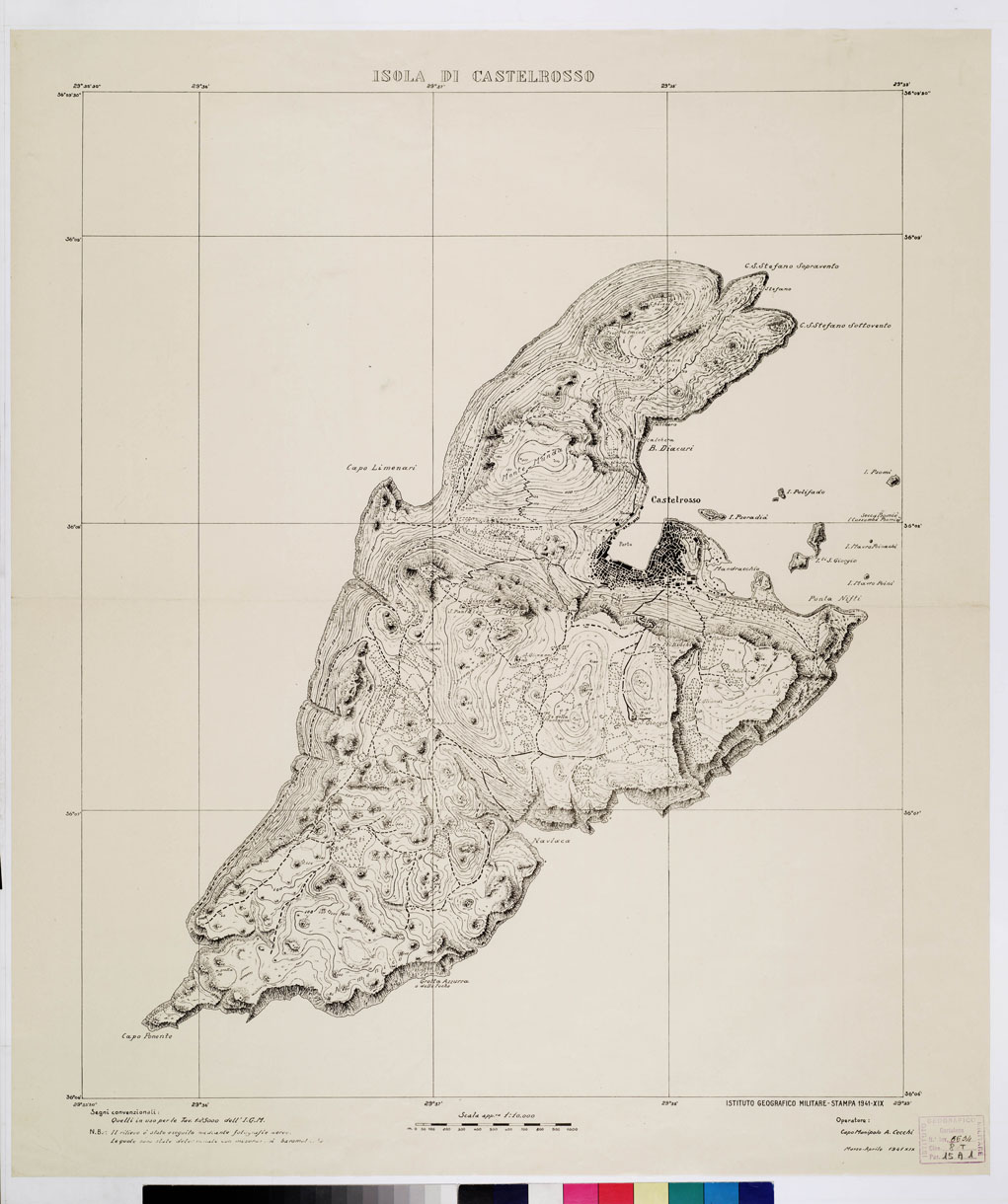 (N:10659) ISOLA DI CASTELROSSO (B0010015) Carte e stampe antiche: riproduzione a colori su carta (formato A1)