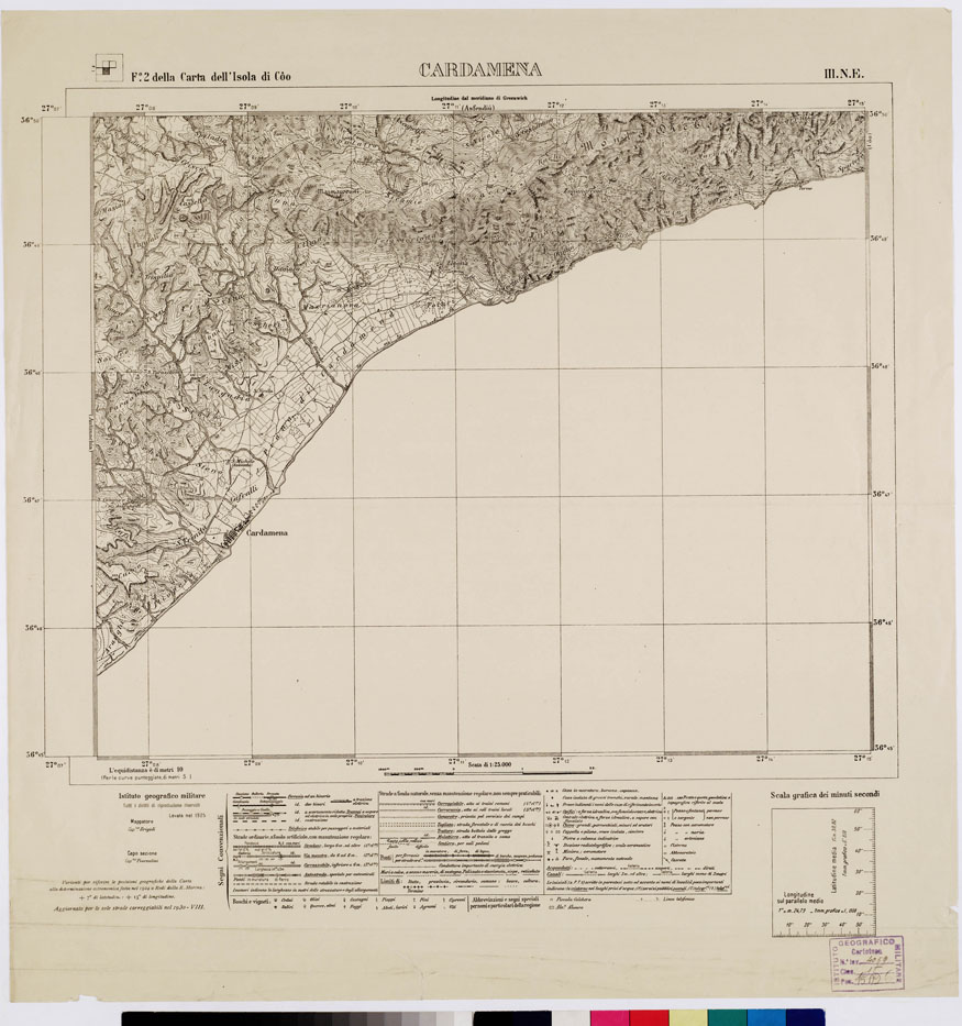 (N:10787) ISOLE ITALIANE DELL'EGEO - Cardamena (B0010025) Carte e stampe antiche: riproduzione a colori su carta (formato A1)