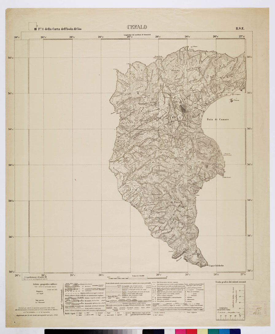 (N:10788) ISOLE ITALIANE DELL'EGEO - Cefalo (B0010028) Carte e stampe antiche: riproduzione a colori su carta (formato A1)