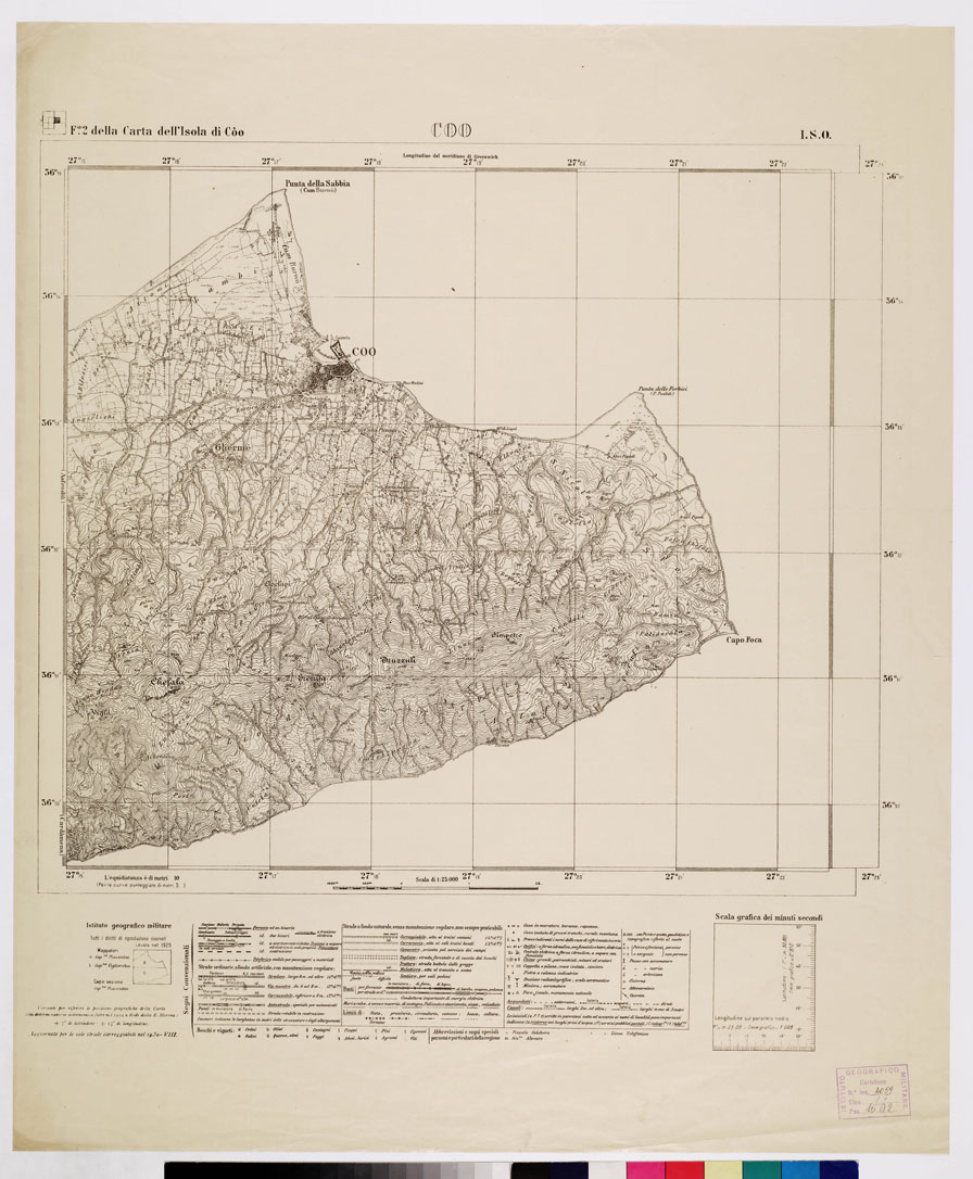 (N:10789) ISOLE ITALIANE DELL'EGEO - Coo (B0010029) Carte e stampe antiche: riproduzione a colori su carta (formato A1)