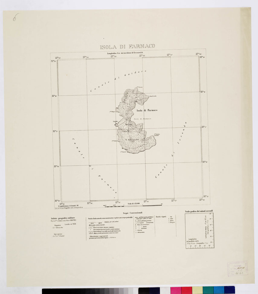 (N:10697) ISOLE ITALIANE DELL'EGEO - Isola di Farmaco (B0010032) Carte e stampe antiche: riproduzione a colori su carta (formato A1)