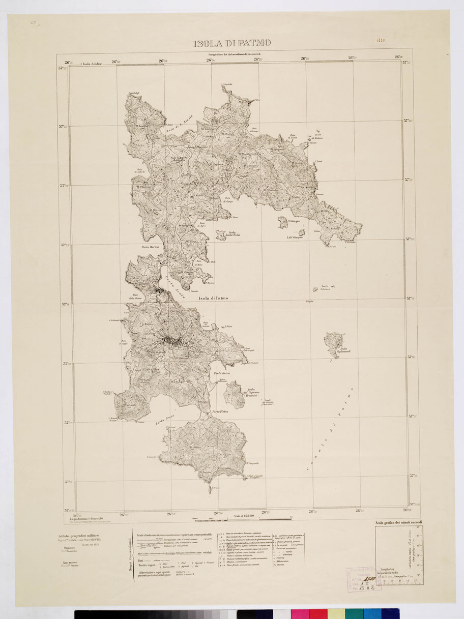 (N:10704) ISOLE ITALIANE DELL'EGEO - Isola di Patmo (B0010033) Carte e stampe antiche: riproduzione a colori su carta (formato A1)