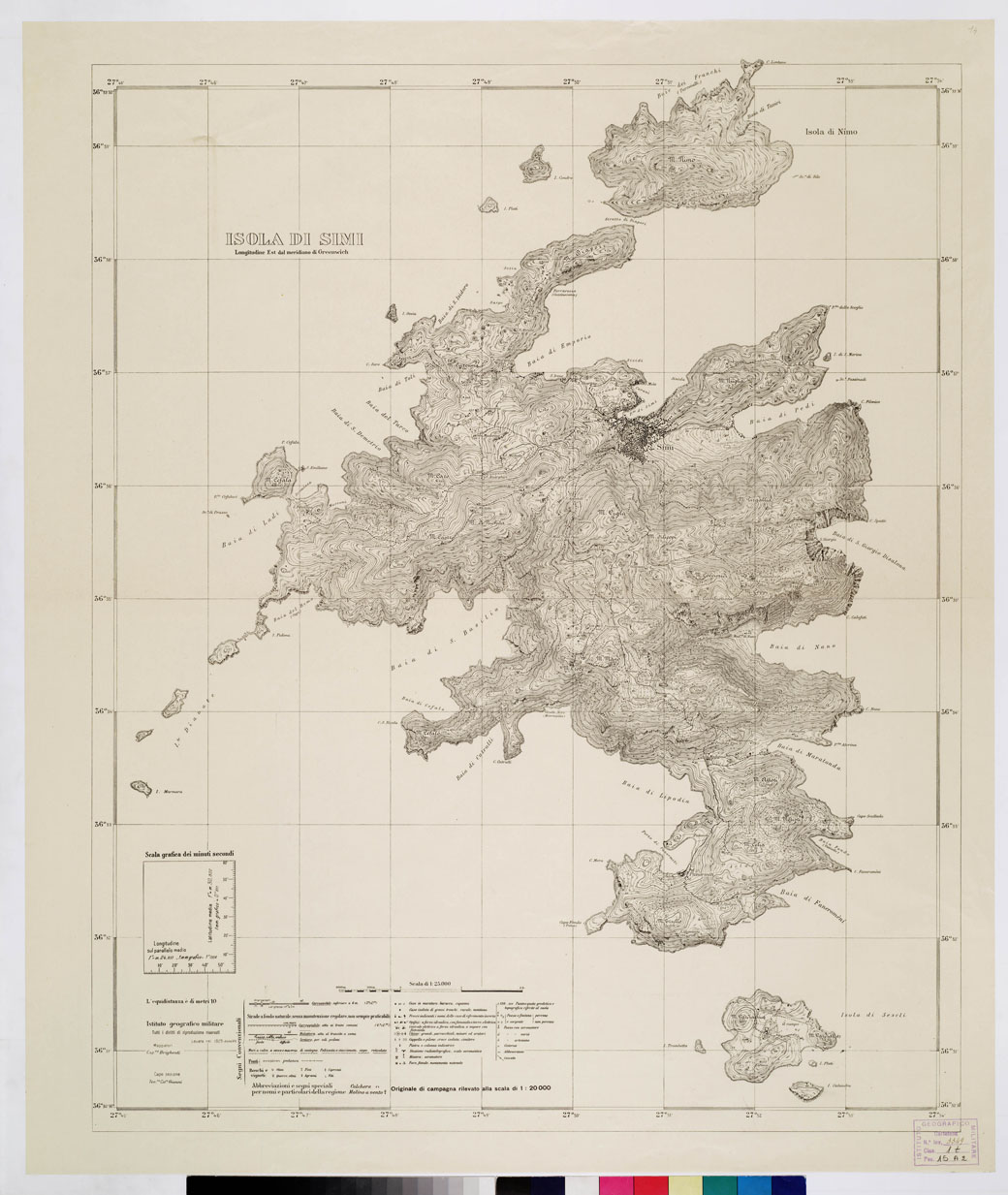 (N:10782) ISOLE ITALIANE DELL'EGEO - Isola di Simi (B0010034) Carte e stampe antiche: riproduzione a colori su carta (formato A1)